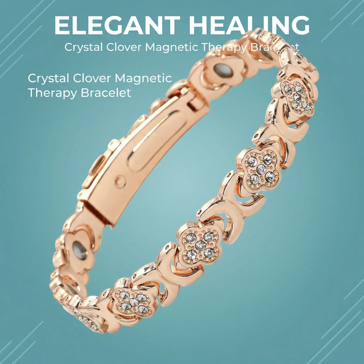 MagnetPure Crystal Clover Copper Magnetic Bracelet for Women