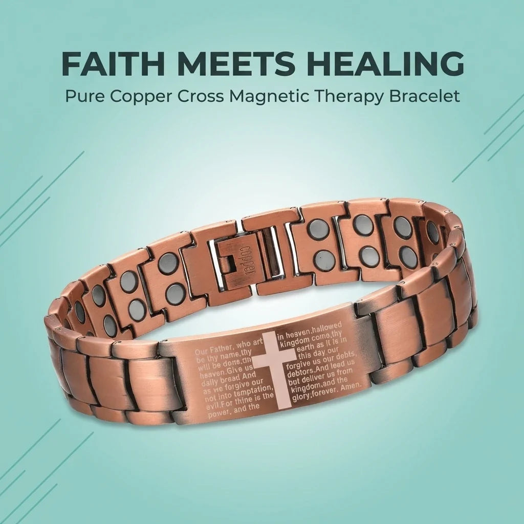 MagnetPure Cross Prayer Copper Magnetic Bracelet for Men