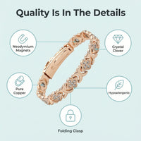 MagnetPure Crystal Clover Copper Magnetic Bracelet for Women