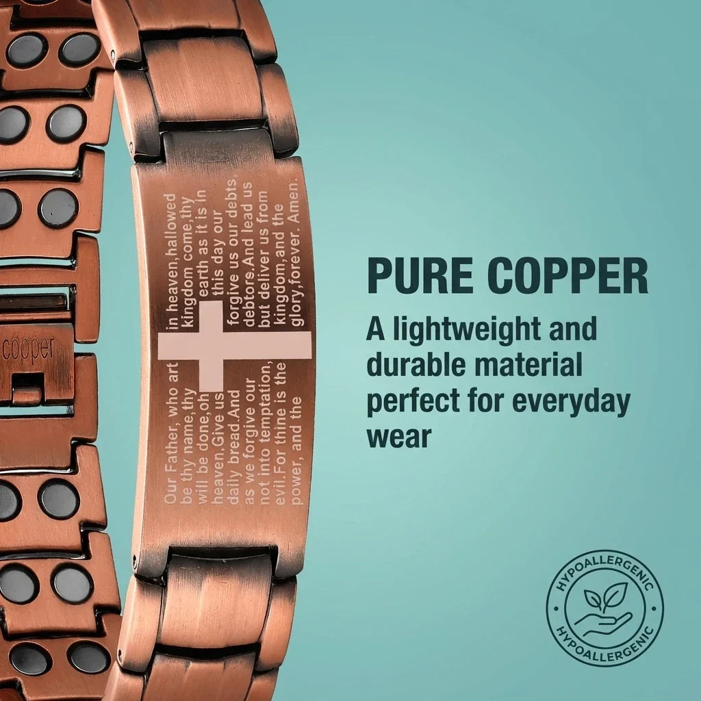 MagnetPure Cross Prayer Copper Magnetic Bracelet for Men