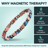MagnetPure Turquoise Heart Copper Magnetic Bracelet for Women