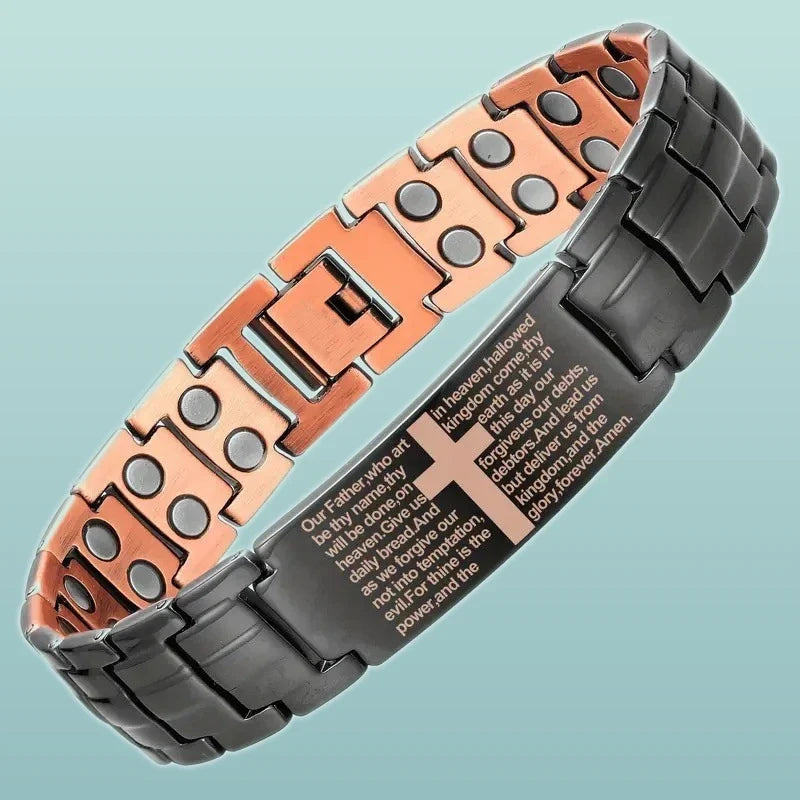 MagnetPure Cross Prayer Copper Magnetic Bracelet for Men