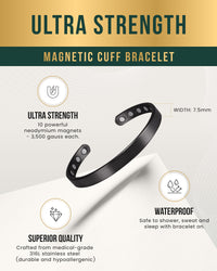 Men’s Magnetic Bracelet Cuff (Brushed Black)