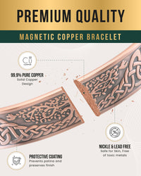Stamped Irish Tree Magnetic Copper Bracelet Cuff for Men