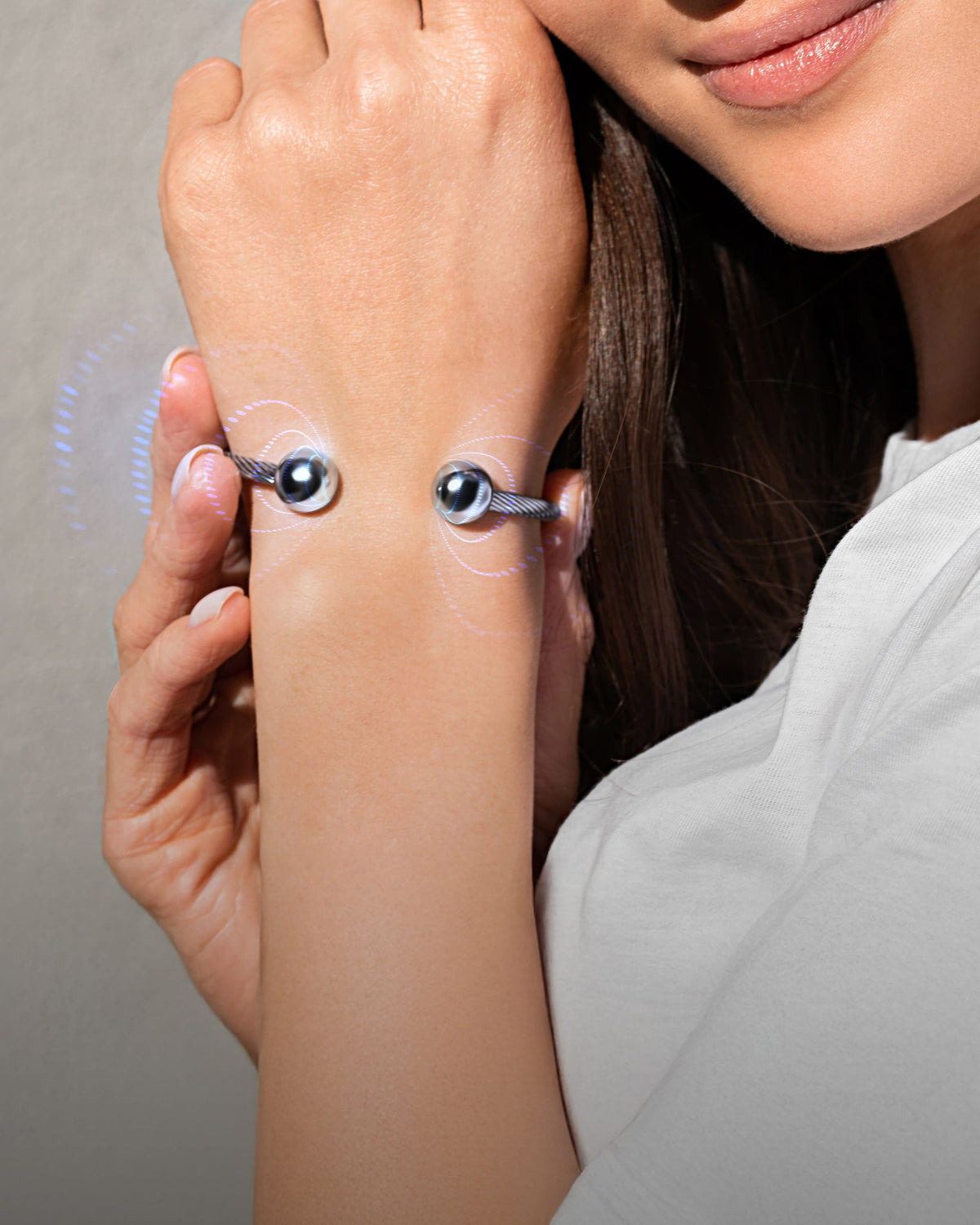 Twisted Cable Magnetic Bracelet Cuff (Silver)