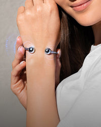 Twisted Cable Magnetic Bracelet Cuff (Silver)