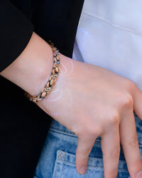 His & Hers Copper Magnetic Bracelets – 3X Stealth & Crystal XO Set