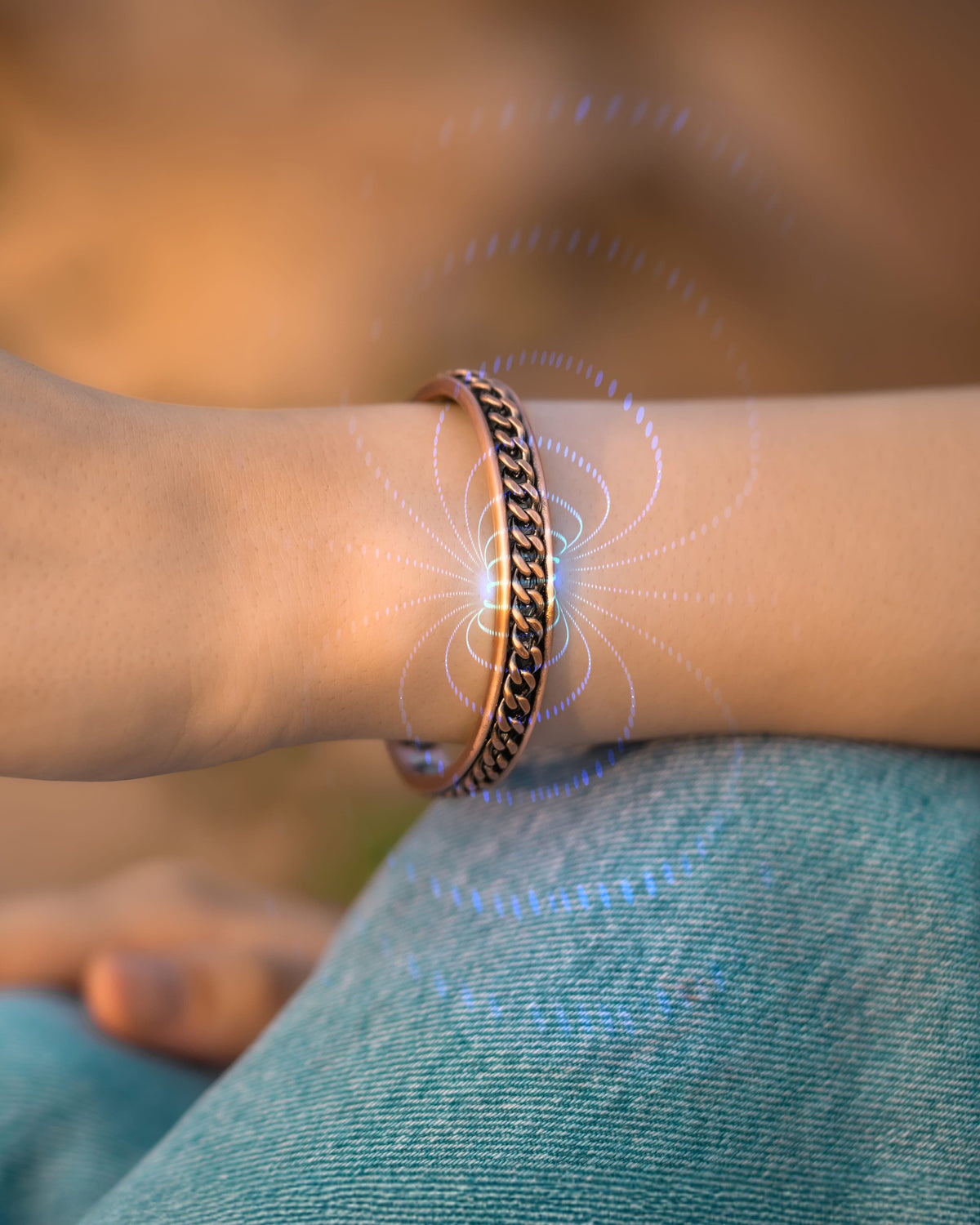 Men’s Copper Magnetic Cuff Duo – Twisted & Curb Chain