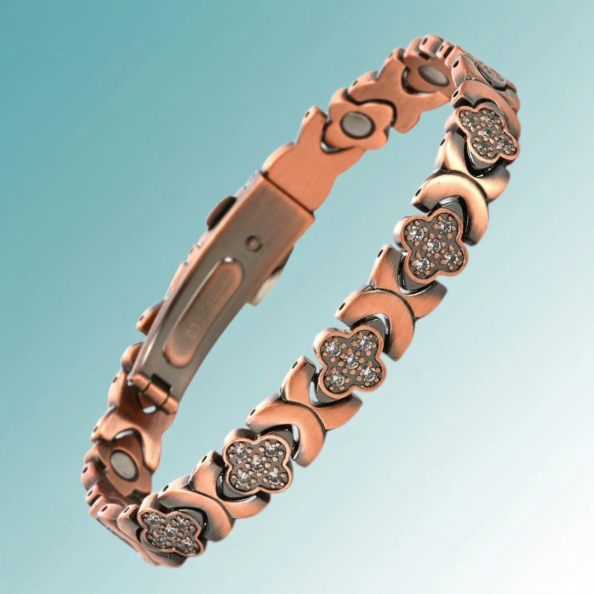 MagnetPure Crystal Clover Copper Magnetic Bracelet for Women