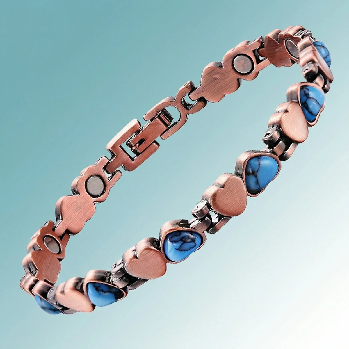 MagnetPure Turquoise Heart Copper Magnetic Bracelet for Women
