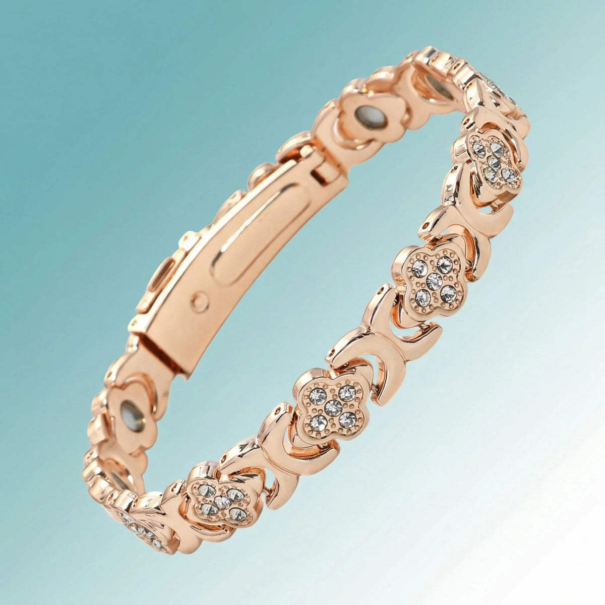 MagnetPure Crystal Clover Copper Magnetic Bracelet for Women