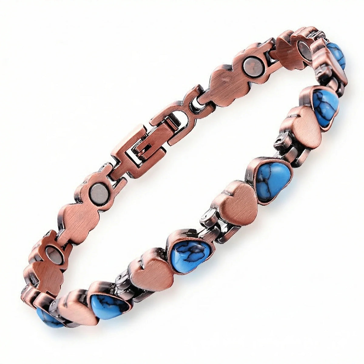 MagnetPure Turquoise Heart Copper Magnetic Bracelet for Women