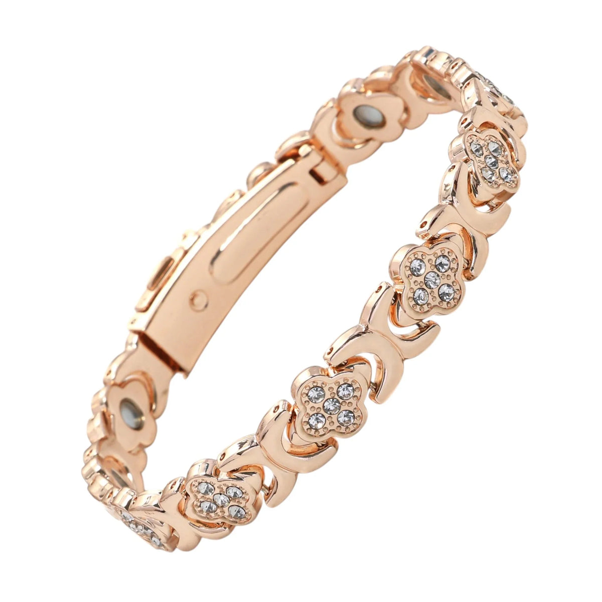 MagnetPure Crystal Clover Copper Magnetic Bracelet for Women